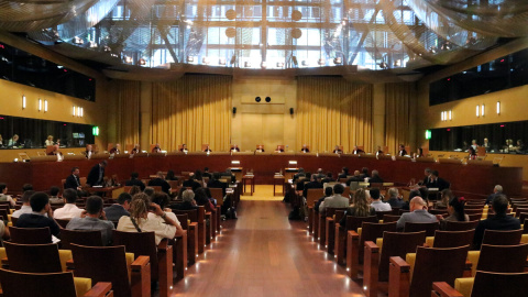 Sala Gran del Tribunal de Justícia de la UE (TJUE) a l'inici de la vista sobre les prejudicials del Tribunal de Comptes relativa a la llei d'amnistia.