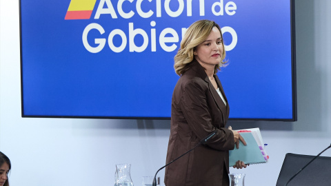 La ministra portavoz, Pilar Alegría, este martes en La Moncloa. La ministra portavoz, Pilar Alegría, este martes en La Moncloa.