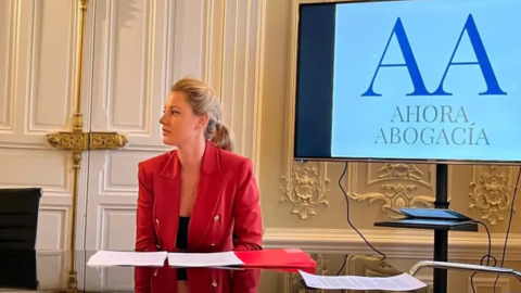 La presidenta de la Asociación de Juristas Europeos Prolege, Carolina Mata de la Torre, cuando se presentó en las listas de Ahora Abogacía para las elecciones del Colegio de Abogados de Madrid.