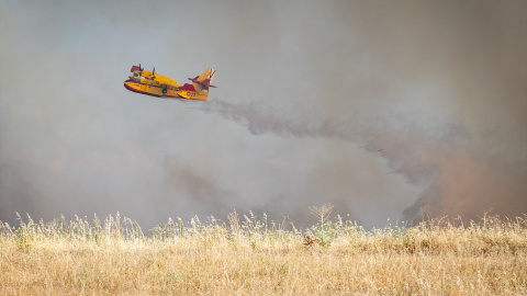 EuropaPress_6862818_hidroavion_trata_apagar_incendio_17_julio_2025_navalcarnero_madrid_espana Un hidroavión trata de apagar el incendio, a 17 de julio de 2025, en Navalcarnero.