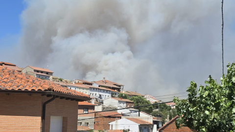 Vista del incendio desde Navaluenga