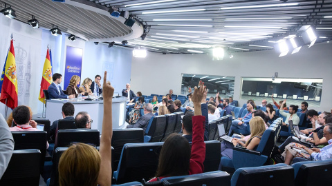 Imagen de la rueda de prensa del Consejo de Ministros en Moncloa del pasado martes 15 de julio. Imagen de la rueda de prensa del Consejo de Ministros en Moncloa del pasado martes 15 de julio.