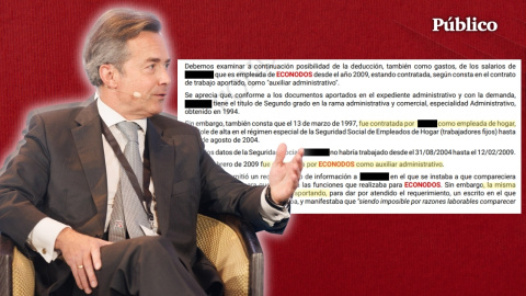 Ricardo Martínez Rico, en una foto de Europa Press, junto a la resolución en la que se rechazan sus deducciones fiscales.