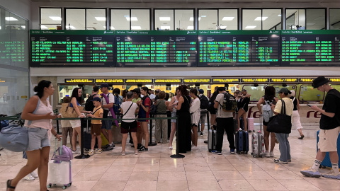 Imatge de les taquilles de l'estació de Sants durant la incidència Imatge de les taquilles de l'estació de Sants durant la incidència