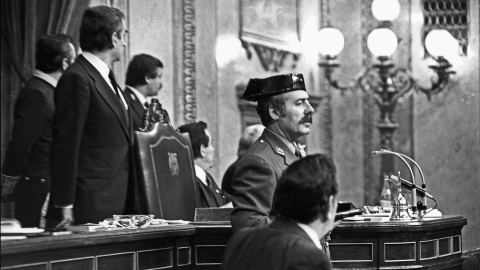 (Foto de ARCHIVO)23 FEBRERO 1981 - MADRID, ESPAÑA: El teniente coronel de la Guardia Civil, Antonio Tejero, accede al Congreso de los Diputados durante la segunda votación de investidura de Leopoldo Calvo Sotelo como presidente del Gobierno.Europa Press / Europa Press23F;23 F;GOLPE DE ESTADO;TEJERO;GOLPISMO;MILITAR;TRANSICIÓN ESPAÑOLA;POLÍTICA;HISTORIA;EVENTO HISTORICO;EPHISTORICAS23/2/1981