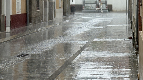 Carrers mullats a Mollerussa durant un episodi de pluja intensa generalitzada a Catalunya aquest juliol