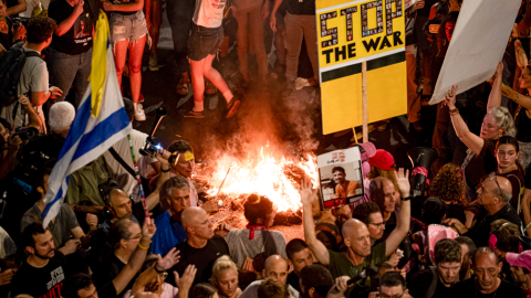 Manifestación en Tel Aviv, Israel, el 2 de agosto de 2025.