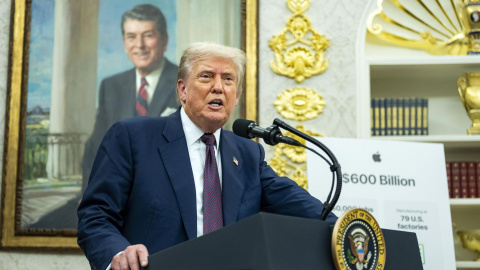 El presidente de EEUU, Donald Trump, habla a la prensa en la Casa Blanca.