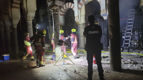 Capillas en las que se inició el incendio declarado en el interior de la Mezquita-Catedral de Córdoba.