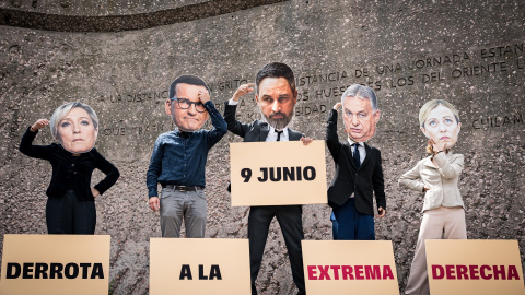 Una concentración en contra del acto ‘Viva 24’ organizado por VOX en Madrid. Una concentración en contra del acto ‘Viva 24’ organizado por VOX en Madrid.