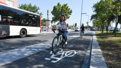 Una usuària de la Bicivia Una usuària de la Bicivia