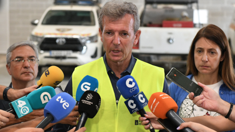 El presidente de la Xunta, Alfonso Rueda, en unas declaraciones el pasado jueves en Verín (Ourense)