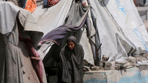 Una mujer palestina. Una mujer palestina desplazada por la ofensiva israelí.