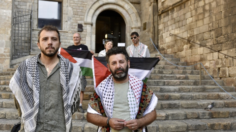El coordinador de la Global Sumud Flotilla, Saif Abukeshek en Barcelona.