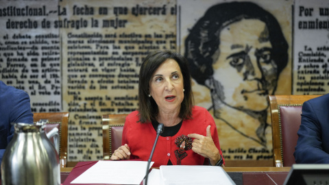 4ba620303601b34315ba435abd9a2e1ac738be3b La ministra de Defensa, Margarita Robles, compareciendo en el Senado.