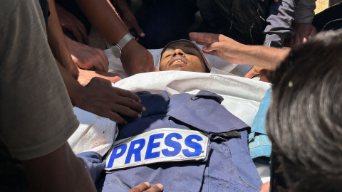 Gaza periodistas Cinco periodistas fueron asesinados el 25 de agosto en el bombardeo israelí contra el Hospital Nasser, en el sur de Gaza.