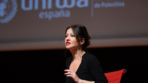 La ministra de Juventud e Infancia, Sira Rego, durante la presentación de 'Una nana para Palestina' de Marwán, en el Museo Nacional Centro de Arte Reina Sofía, a 6 de febrero de 2024, La ministra de Juventud e Infancia, Sira Rego, durante la presentación de 'Una nana para Palestina' de Marwán, en el Museo Nacional Centro de Arte Reina Sofía, a 6 de febrero de 2024.
