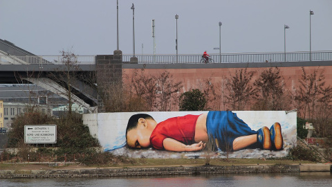 Mural donde aparece retratado Aylan Kurdi