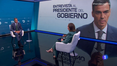 El presidente del Gobierno, Pedro Sánchez, durante la entrevista en TVE.