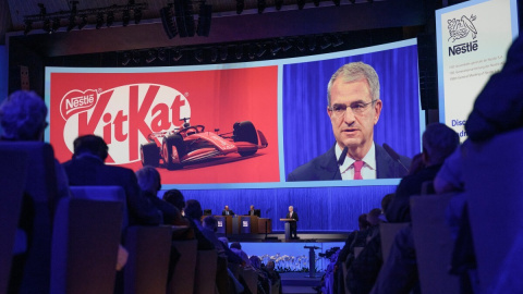 Laurent Freixe El hasta ahora consejero delegado de Nestlé, Laurent Freixe, en la última junta de accionista de la multinacional de alimentación, en Lausana (Suiza).