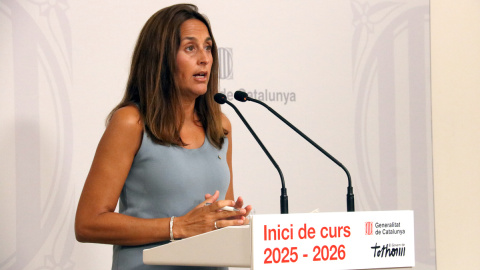 La consellera d'Educació, Esther Niubó, en un moment de la presentació de l'inici del curs escolar 2025-26.