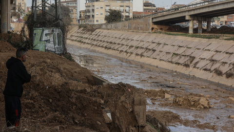 Imagen de archivo de los trabajos de restablecimiento de las vías en el Barranco del Poyo.