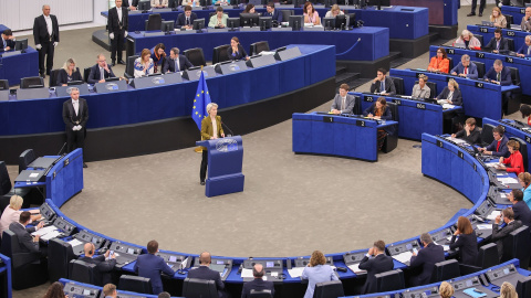 EuropaPress_6944173_handout_10_september_2025_france_strasbourg_ursula_von_der_leyen_president Ursula von der Leyen, presidenta de la Comisión Europea, pronuncia su discurso sobre el Estado de la Unión Europea.