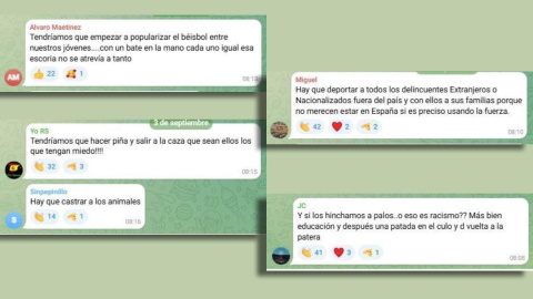 c2 Captura de pantalla de los mensajes publicados en el chat de Alvise Pérez en Telegram.