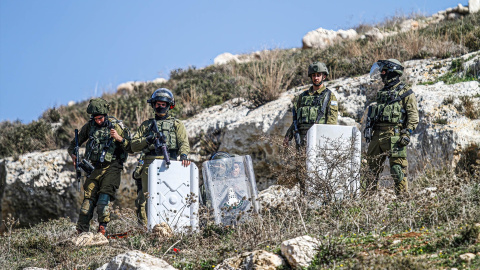 Soldados del Ejército de Israel en Nablus, Cisjordania. Foto de archivo. Soldados del Ejército de Israel en Nablus, Cisjordania. Foto de archivo.