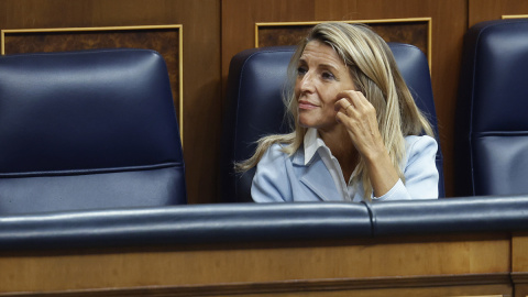 La vicepresidenta segunda, Yolanda Díaz, durante el pleno celebrado en el Congreso de los Diputados.