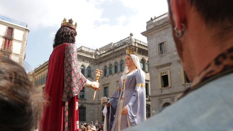 Els gragants de Barcelona ballant a la plaça Sant Jaume el 2024 Els gragants de Barcelona ballant a la plaça Sant Jaume el 2024