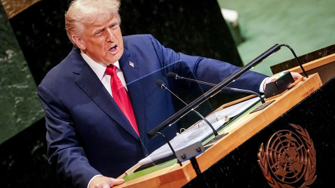 Donald-Trump-discurso-asamblea-general-naciones-unidas El presidente de Estados Unidos, Donald Trump, durante su discurso en la Asamblea General de la Naciones Unidas.