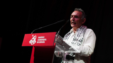 Enrique Santiago Enrique Santiago, secretario general del PCE, durante el mitin central de la fiesta del partido.