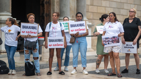 Varias 'Kellys’ protestan contra la precarización laboral el pasado mes de agosto en Barcelona.