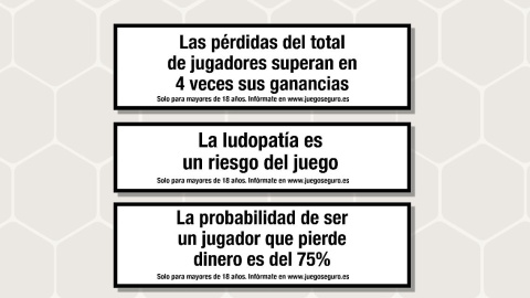 Los carteles que aparecerán en los portales de juego online