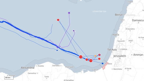 Ubicación de los barcos de la Flotilla.