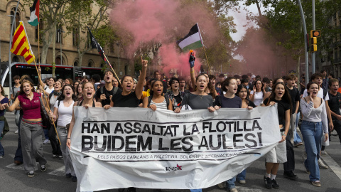 Manifestación de estudiantes en apoyo a Palestina en Barcelona.
