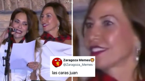 lascaras La cara de la alcaldesa de Zaragoza durante el pregón reivindico de Paula Ortiz.