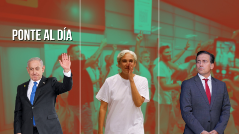 Ponte al día (18) El primer ministro israelí, Benjamin Netanyahu; la exalcaldesa de Barcelona, Ada Colau; y el ministro de Asuntos Exteriores, José Manuel Albares.