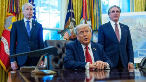 El presidente de Estados Unidos, Donald J. Trump, ofrece un discurso en la Casa Blanca.