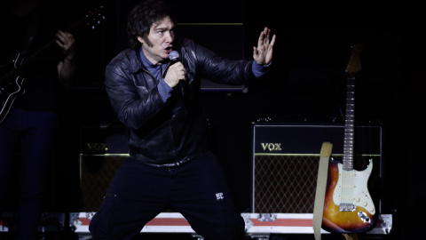 mileirock El presidente de Argentina, Javier Milei, habla durante el concierto en Buenos Aires (Argentina).