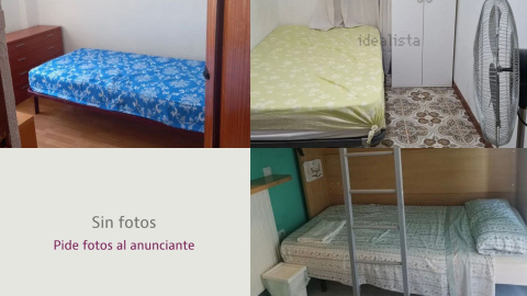 Fotografías publicadas en Idealista de habitaciones en alquiler en Madrid.