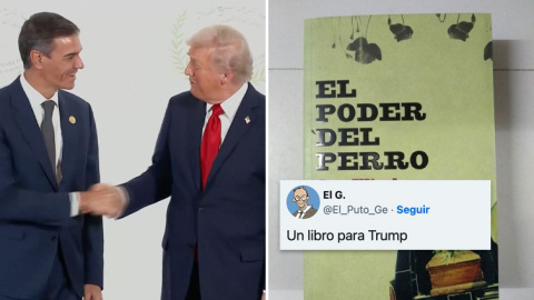 Sánchez y Trump intercambian un saludo.