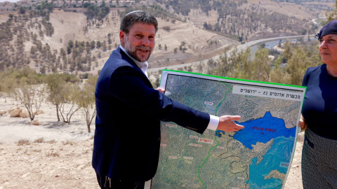 Imagen de archivo del ministro de Finanzas israelí de extrema derecha, Bezalel Smotrich, en la Cisjordania ocupada.