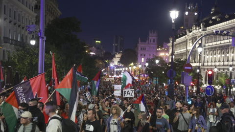 Un momento de la manifestación 'Paremos todo por Palestina' de Madrid.