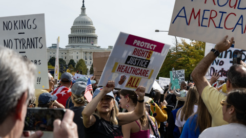 La protesta "No Kings" en Washington este sábado. La protesta "No Kings" en Washington este sábado.