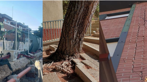 De izquierda a derecha, las infraestructuras de colegios públicos en Torrejón de Ardoz, Cercedilla y Alcalá de Henares.