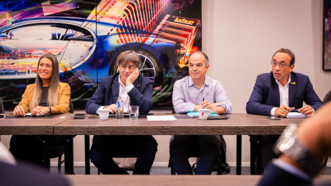 El president de Junts, Carles Puigdemont, en una recentreunió de la permanent del partit a Brussel·les