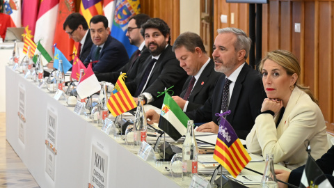 En la imagen, la presidenta de Extremadura y el presidente de Aragón, María Guardiola y Jorge Azcón. En la imagen, la presidenta de Extremadura y el presidente de Aragón, María Guardiola y Jorge Azcón.