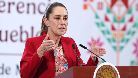La presidenta de México, Claudia Sheinbaum, durante una rueda de prensa.